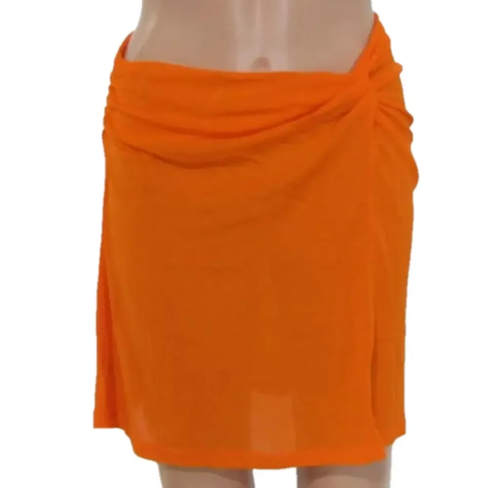 NEW KHY Women's Skirt Mesh Twist Mini Size L Orange
